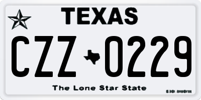 TX license plate CZZ0229
