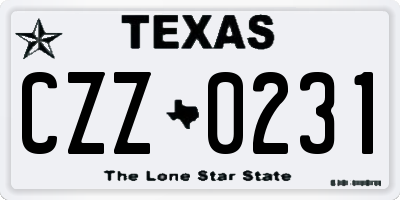 TX license plate CZZ0231
