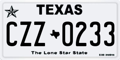 TX license plate CZZ0233