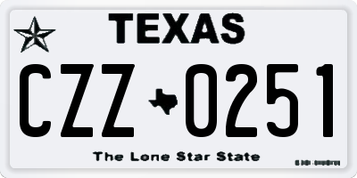 TX license plate CZZ0251