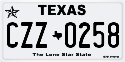 TX license plate CZZ0258