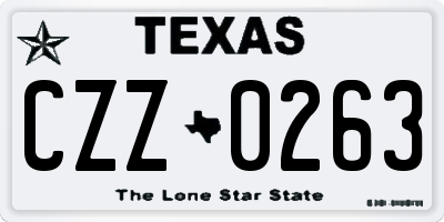 TX license plate CZZ0263