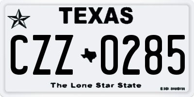 TX license plate CZZ0285