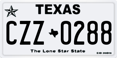 TX license plate CZZ0288