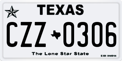 TX license plate CZZ0306