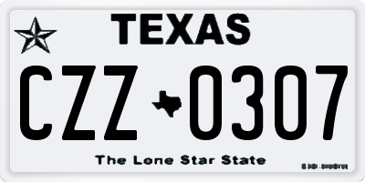 TX license plate CZZ0307