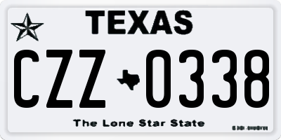 TX license plate CZZ0338