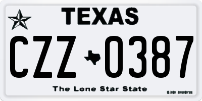 TX license plate CZZ0387