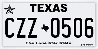 TX license plate CZZ0506