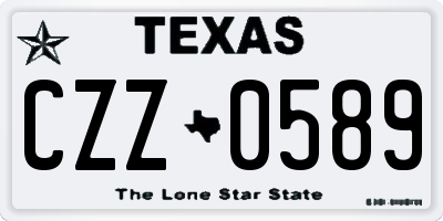 TX license plate CZZ0589