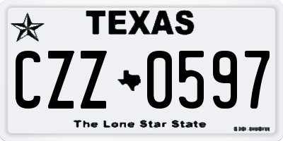 TX license plate CZZ0597