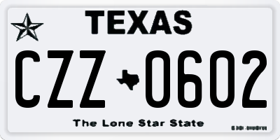 TX license plate CZZ0602