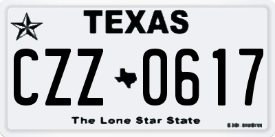 TX license plate CZZ0617
