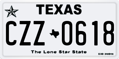 TX license plate CZZ0618