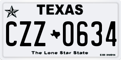 TX license plate CZZ0634