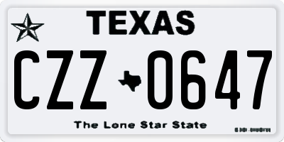 TX license plate CZZ0647