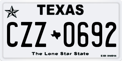TX license plate CZZ0692