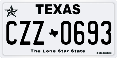 TX license plate CZZ0693