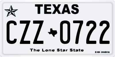 TX license plate CZZ0722