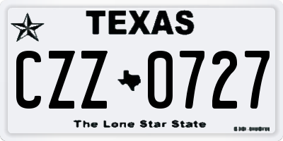TX license plate CZZ0727