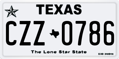 TX license plate CZZ0786