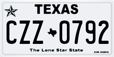 TX license plate CZZ0792