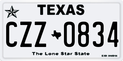 TX license plate CZZ0834