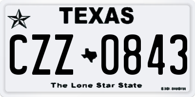 TX license plate CZZ0843