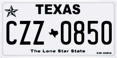 TX license plate CZZ0850