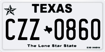 TX license plate CZZ0860