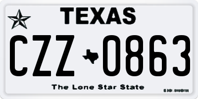 TX license plate CZZ0863