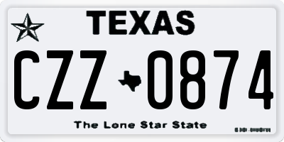 TX license plate CZZ0874