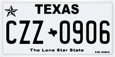 TX license plate CZZ0906