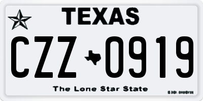 TX license plate CZZ0919