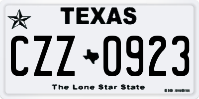 TX license plate CZZ0923
