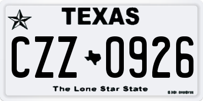 TX license plate CZZ0926