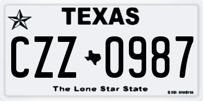 TX license plate CZZ0987