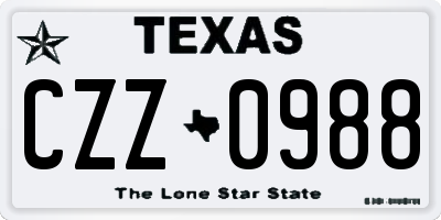 TX license plate CZZ0988