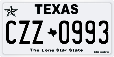 TX license plate CZZ0993