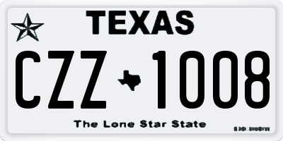 TX license plate CZZ1008