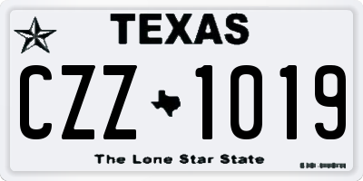 TX license plate CZZ1019