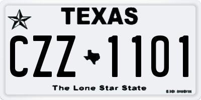 TX license plate CZZ1101
