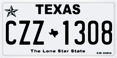 TX license plate CZZ1308