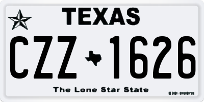 TX license plate CZZ1626