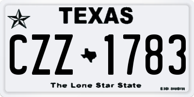 TX license plate CZZ1783