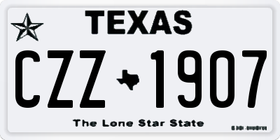 TX license plate CZZ1907