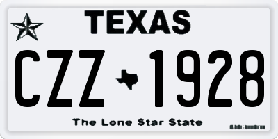 TX license plate CZZ1928