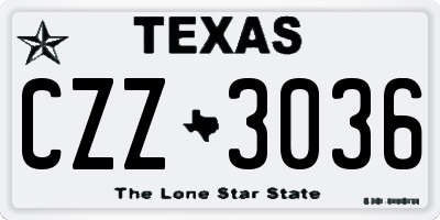 TX license plate CZZ3036
