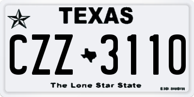 TX license plate CZZ3110