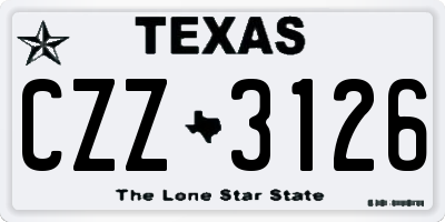 TX license plate CZZ3126